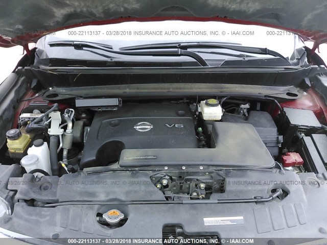 5N1AR2MN0FC643172 - 2015 NISSAN PATHFINDER S/SV/SL/PLATINUM 红色 照片 10