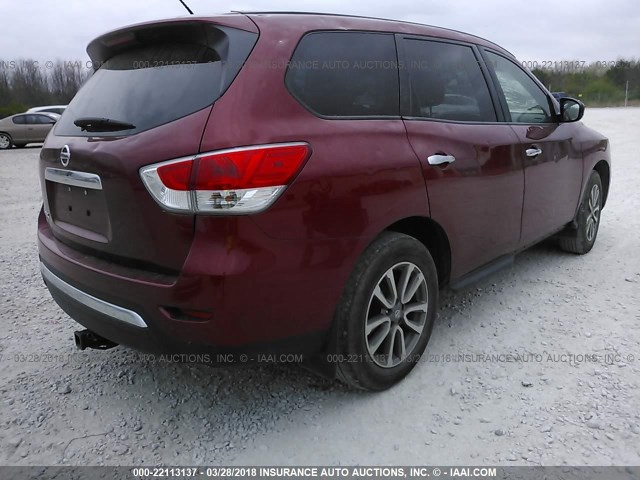 5N1AR2MN0FC643172 - 2015 NISSAN PATHFINDER S/SV/SL/PLATINUM 红色 照片 4