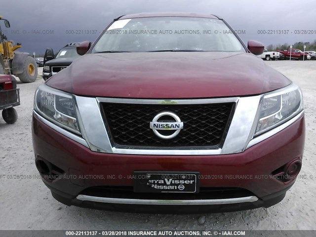 5N1AR2MN0FC643172 - 2015 NISSAN PATHFINDER S/SV/SL/PLATINUM RED photo 6