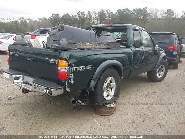 5TEWN72N31Z768067 - 2001 TOYOTA TACOMA XTRACAB GREEN photo 4