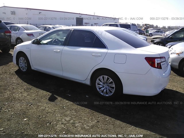 4T1BD1FK1CU017491 - 2012 TOYOTA CAMRY HYBRID/LE/XLE 白色 照片 3