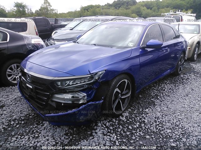 1HGCV1F36JA073988 - 2018 HONDA ACCORD SPORT BLUE photo 2