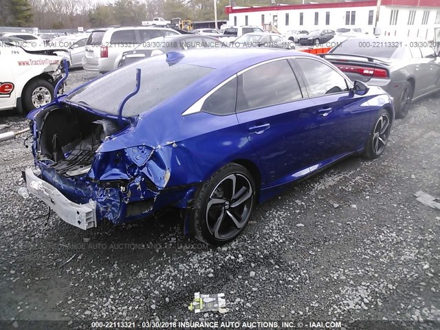 1HGCV1F36JA073988 - 2018 HONDA ACCORD SPORT BLUE photo 4