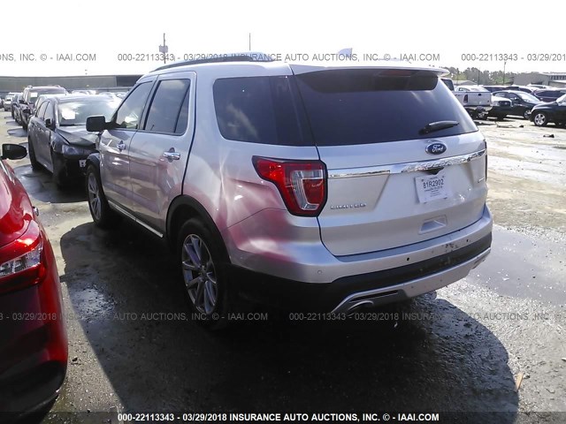 1FM5K7F87GGA79640 - 2016 FORD EXPLORER LIMITED 银色 照片 3