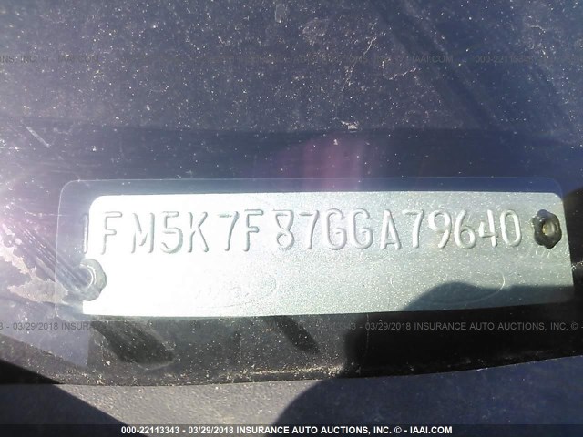 1FM5K7F87GGA79640 - 2016 FORD EXPLORER LIMITED 银色 照片 9