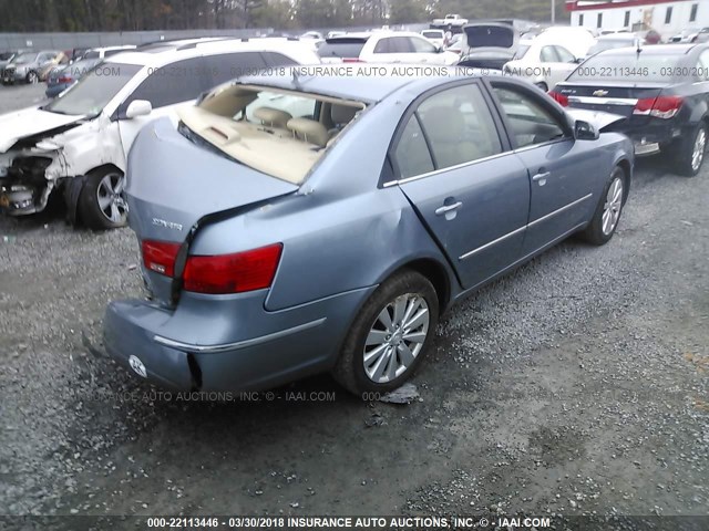 5NPEU46C89H438350 - 2009 HYUNDAI SONATA SE/LIMITED BLUE photo 4