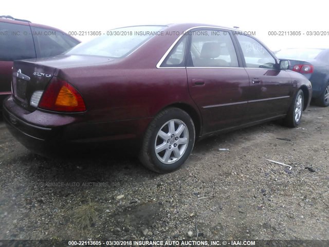 4T1BF28B01U140662 - 2001 TOYOTA AVALON XL/XLS MAROON photo 4