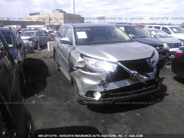 5TDJKRFH7GS299560 - 2016 TOYOTA HIGHLANDER XLE 金色 照片 1