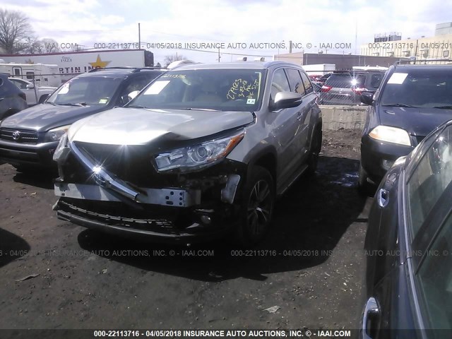 5TDJKRFH7GS299560 - 2016 TOYOTA HIGHLANDER XLE 金色 照片 2