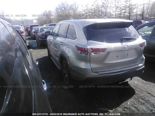 5TDJKRFH7GS299560 - 2016 TOYOTA HIGHLANDER XLE 金色 照片 3