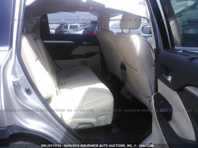 5TDJKRFH7GS299560 - 2016 TOYOTA HIGHLANDER XLE 金色 照片 8