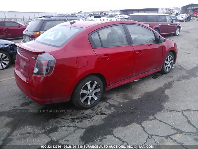 3N1AB6AP3CL743422 - 2012 NISSAN SENTRA 2.0/2.0S/SR/2.0SL RED photo 4