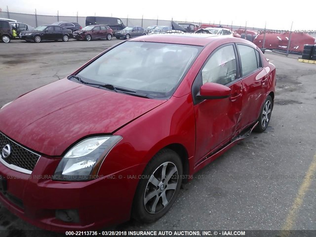 3N1AB6AP3CL743422 - 2012 NISSAN SENTRA 2.0/2.0S/SR/2.0SL RED photo 6