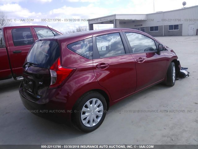 3N1CE2CP4EL386602 - 2014 NISSAN VERSA NOTE S/S PLUS/SV/SL RED photo 4
