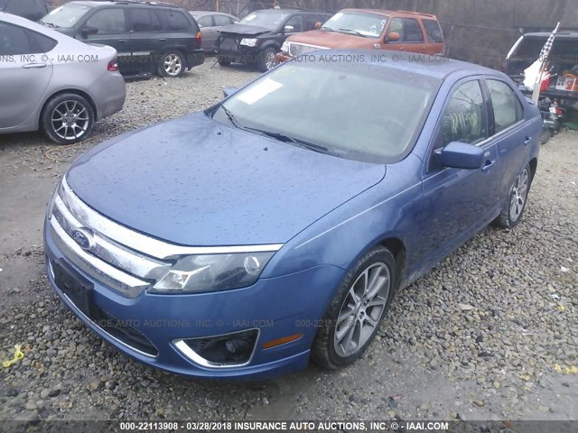 3FAHP0JA8AR360386 - 2010 FORD FUSION SEL BLUE photo 2