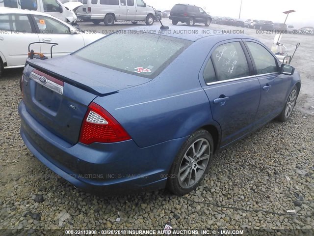 3FAHP0JA8AR360386 - 2010 FORD FUSION SEL BLUE photo 4