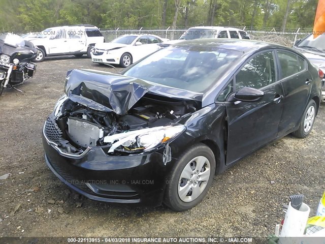 KNAFK4A61G5466948 - 2016 KIA FORTE LX BLACK photo 2