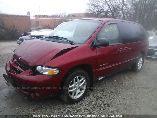 1B4GP44GXYB746185 - 2000 DODGE GRAND CARAVAN SE/SPORT RED photo 2