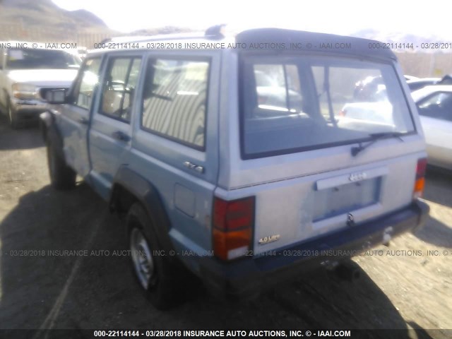 1J4FJ28S8ML566737 - 1991 JEEP CHEROKEE BLUE photo 3