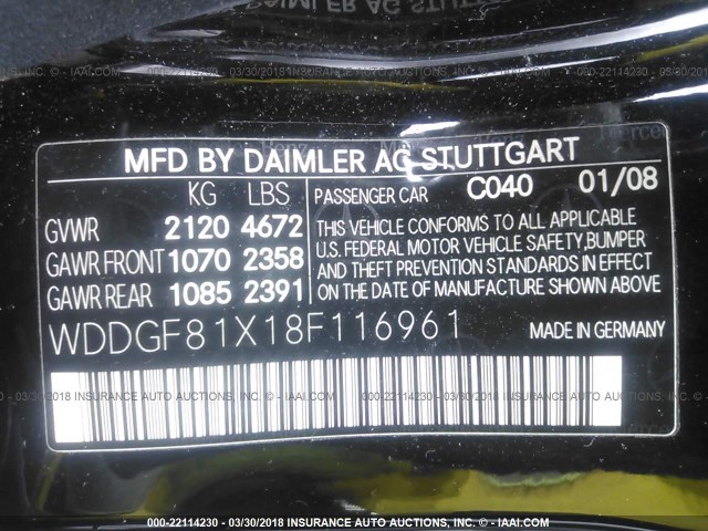 WDDGF81X18F116961 - 2008 MERCEDES-BENZ C 300 4MATIC BLACK photo 9