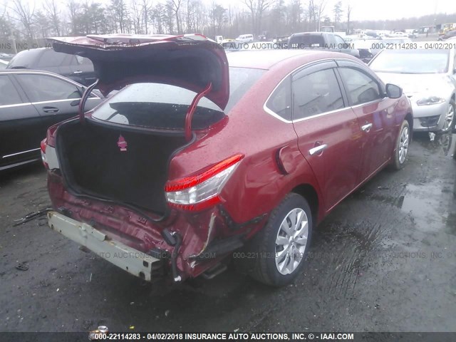 3N1AB7AP4DL619540 - 2013 NISSAN SENTRA S/SV/SR/SL RED photo 4