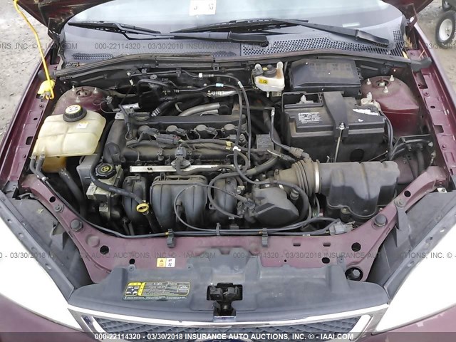 1FAFP34N07W301166 - 2007 FORD FOCUS ZX4/S/SE/SES BURGUNDY photo 10