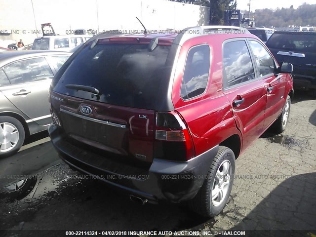 KNDJE723177423998 - 2007 KIA SPORTAGE EX/LX RED photo 4