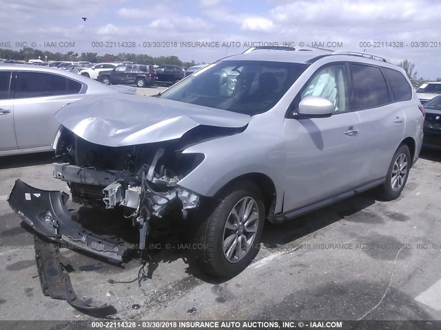 5N1AR2MM6EC640685 - 2014 NISSAN PATHFINDER S/SV/SL/PLATINUM 银色 照片 2