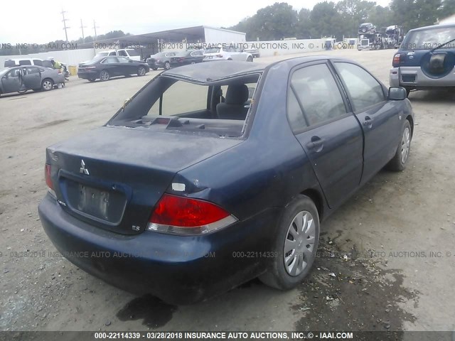 JA3AJ26E16U057274 - 2006 MITSUBISHI LANCER ES BLUE photo 4