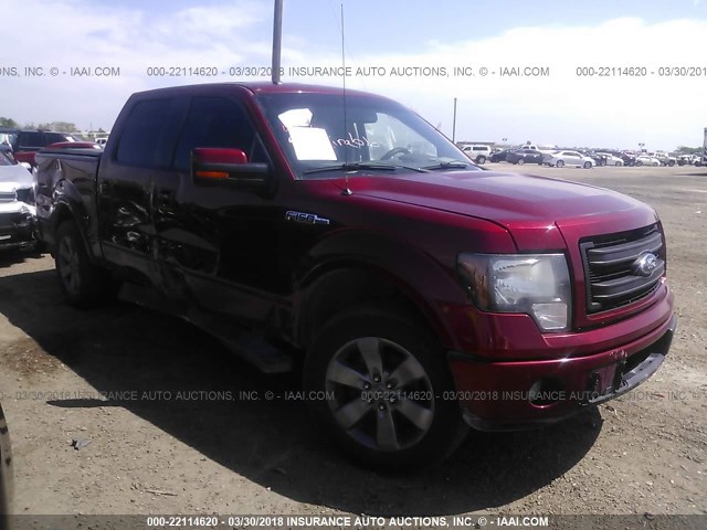 1FTFW1CFXDFB59755 - 2013 FORD F150 SUPERCREW RED photo 1