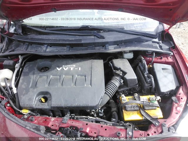 JTDBL40E399083659 - 2009 TOYOTA COROLLA LE/XLE RED photo 10