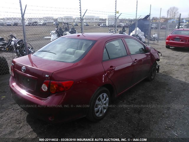 JTDBL40E399083659 - 2009 TOYOTA COROLLA LE/XLE RED photo 4