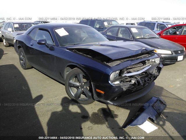 2C3CDYAGXEH120911 - 2014 DODGE CHALLENGER SXT BLUE photo 1