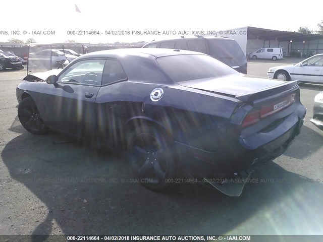 2C3CDYAGXEH120911 - 2014 DODGE CHALLENGER SXT BLUE photo 3