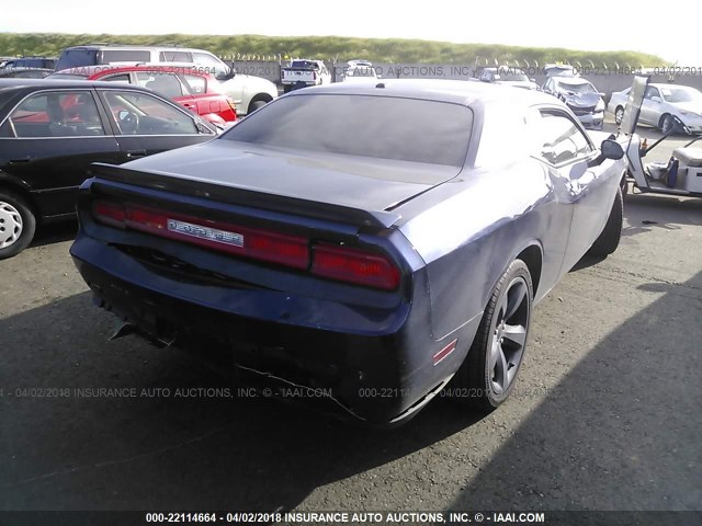 2C3CDYAGXEH120911 - 2014 DODGE CHALLENGER SXT BLUE photo 4