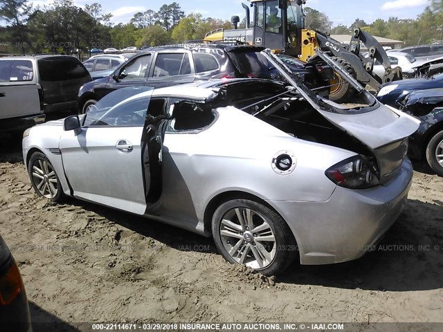 KMHHM66D48U264097 - 2008 HYUNDAI TIBURON GS SILVER photo 3