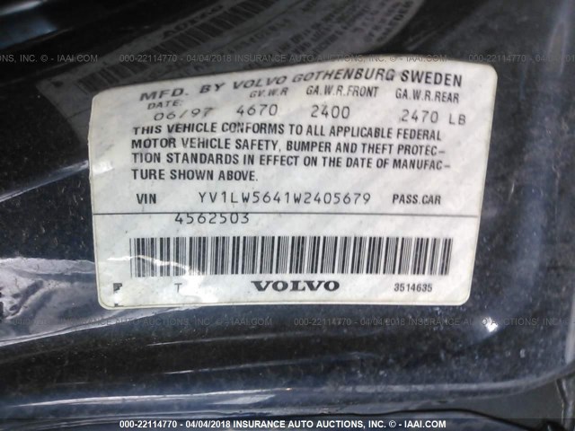 YV1LW5641W2405679 - 1998 VOLVO V70 GLT BLUE photo 9