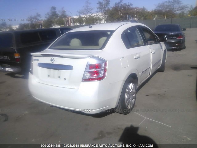 3N1AB6AP5CL605722 - 2012 NISSAN SENTRA 2.0/2.0S/SR/2.0SL WHITE photo 4