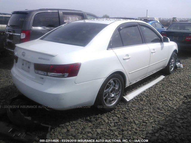 5NPEU46F48H395120 - 2008 HYUNDAI SONATA SE/LIMITED WHITE photo 4