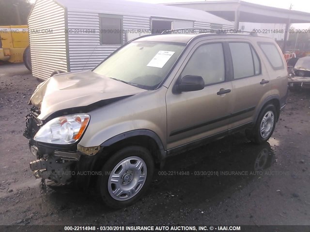 JHLRD68596C003021 - 2006 HONDA CR-V LX BEIGE photo 2