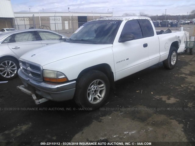 1B7GL22X21S100845 - 2001 DODGE DAKOTA WHITE photo 2