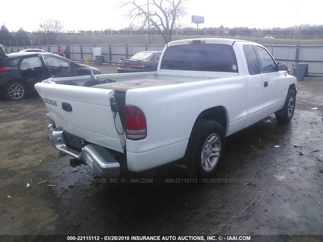 1B7GL22X21S100845 - 2001 DODGE DAKOTA WHITE photo 4