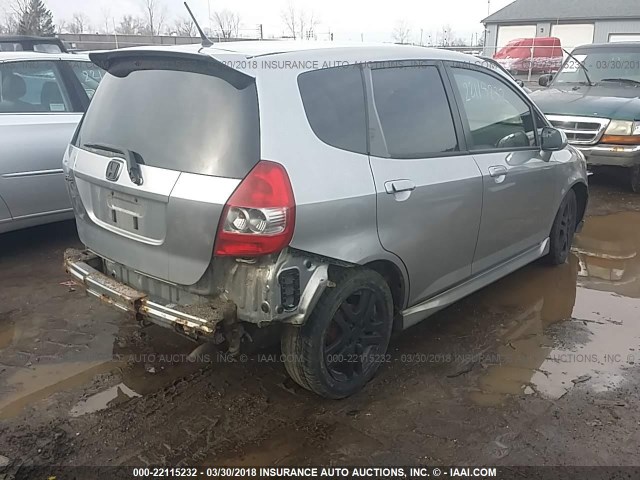 JHMGD38677S006680 - 2007 HONDA FIT S SILVER photo 4