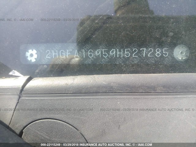 2HGFA16959H527285 - 2009 HONDA CIVIC EXL 黑色 照片 9