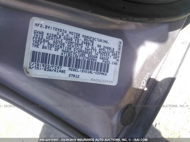 4T1BG12K7TU792004 - 1996 TOYOTA CAMRY DX/LE/XLE TAN photo 9