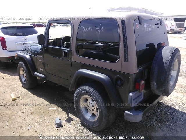 1J4FA49S42P745938 - 2002 JEEP WRANGLER / TJ SPORT GREEN photo 3