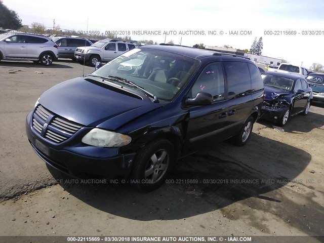 1D4GP45R65B209668 - 2005 DODGE CARAVAN SXT BLUE photo 2