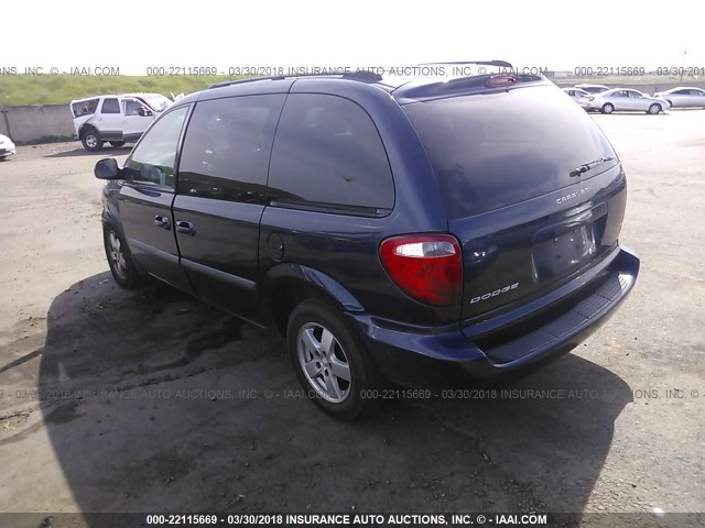 1D4GP45R65B209668 - 2005 DODGE CARAVAN SXT BLUE photo 3