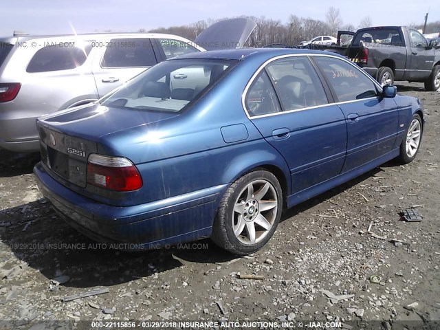 WBADT434X2GZ99443 - 2002 BMW 525 I AUTOMATIC BLUE photo 4