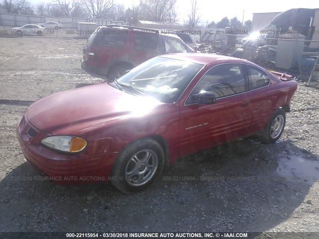 1G2NE12T8XM871093 - 1999 PONTIAC GRAND AM SE RED photo 2